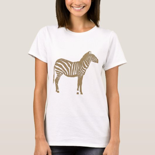 Zebra - Taupe Tan und White T-Shirt (Vorderseite)
