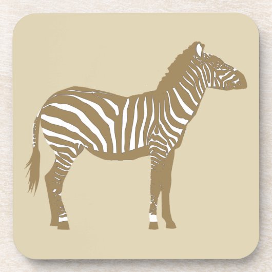 Zebra - Taupe Tan und White Untersetzer (Vorderseite)