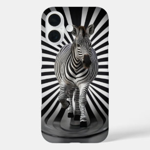 Zebra-Täuschung in Schwarz und Weiß iPhone 16 Hülle