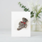 Zebra Teddy Postkarte (Stehend Vorderseite)