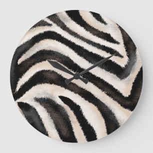 Zebra Texture: Hand Zeichnend, afrikanisch. Große Wanduhr