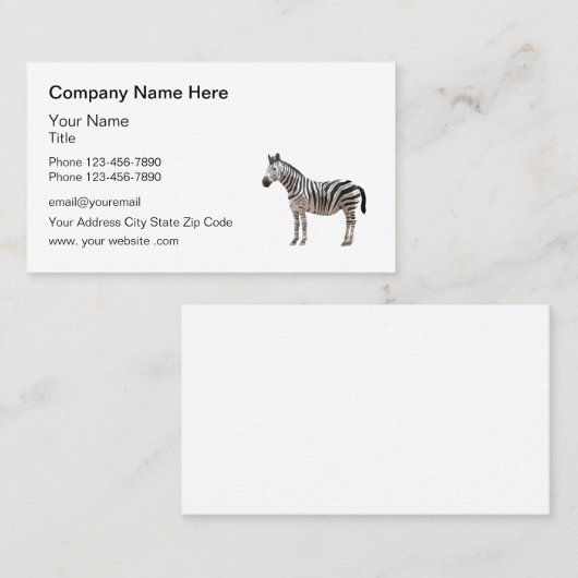 Zebra Theme Business-Logo-Visitenkarte Visitenkarte (Vorne/Hinten)