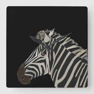 Zebra-Tier Quadratische Wanduhr