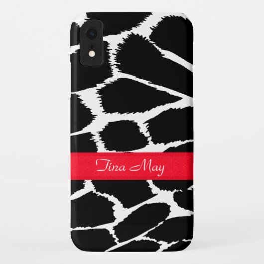 Zebra-Tierabdruck Schwarz-weiß rot Case-Mate iPhone Hülle (Rückseite)