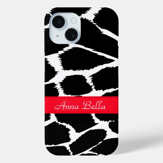 Zebra-Tierabdruck Schwarz-weiß und rot Case-Mate iPhone Hülle (Rückseite)