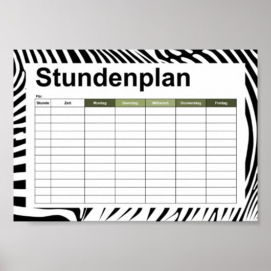 Zebra-Tierdruck Poster (Vorne)