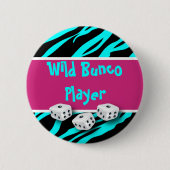 Zebra-Tierdruck wilder Bunco Spieler Button (Vorderseite)