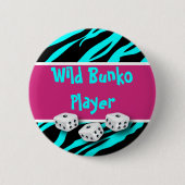 Zebra-Tierdruckwilder Bunko-Spieler Button (Vorderseite)