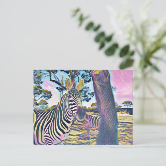 Zebra-Tierfarbe Postkarte (Stehend Vorderseite)
