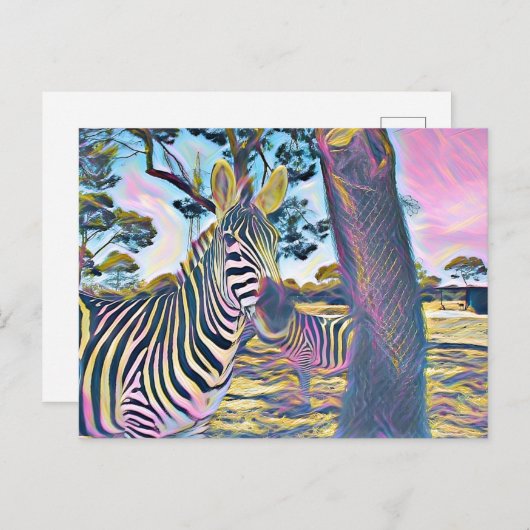 Zebra-Tierfarbe Postkarte (Vorne/Hinten)