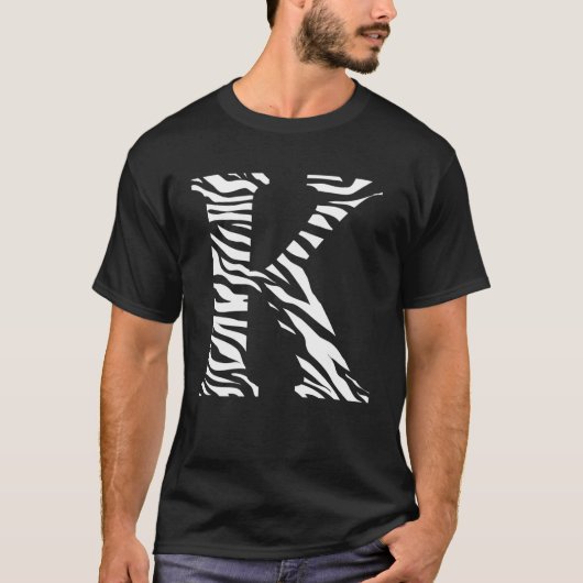 Zebra-Tierhaut-Muster Initialen Buchstabe K Name M T-Shirt (Vorderseite)