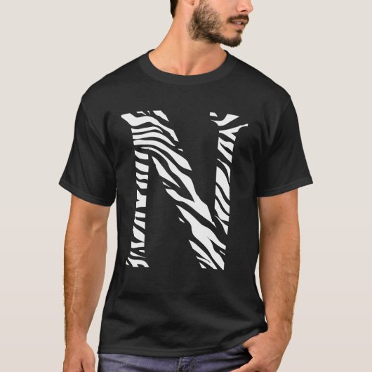 Zebra-Tierhaut-Muster-Initialen-Buchstabe N Name M T-Shirt (Vorderseite)