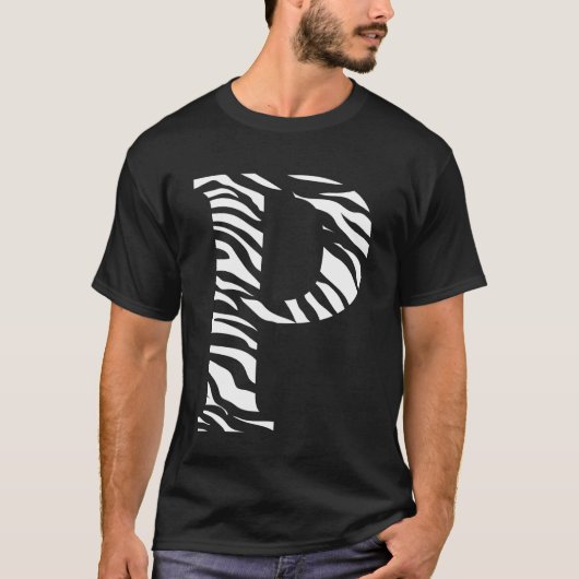 Zebra-Tierhaut-Muster Initialen Buchstabe P Name M T-Shirt (Vorderseite)