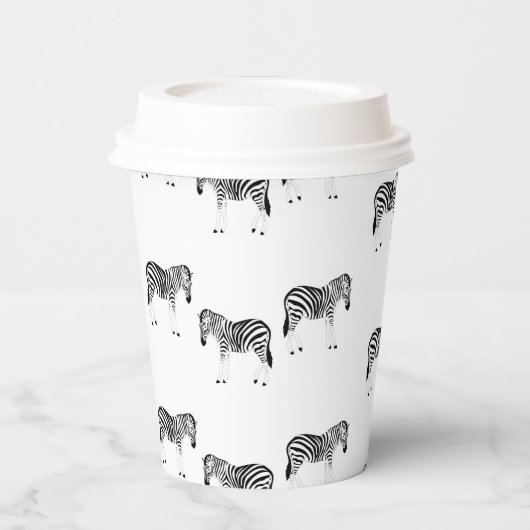 Zebra-Tiermuster auf Weiß Pappbecher (Links)