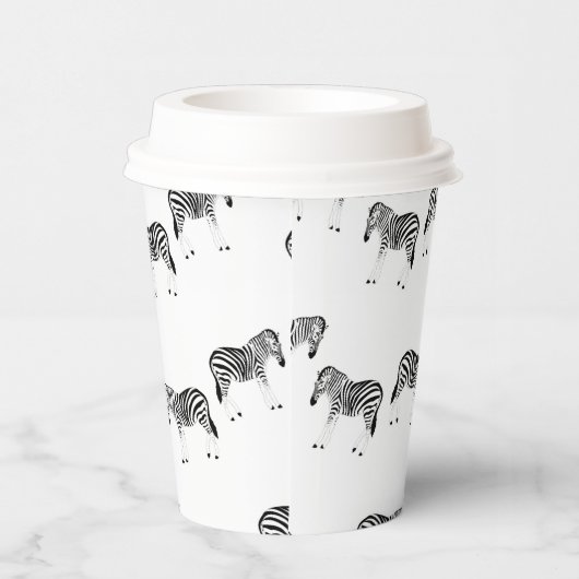 Zebra-Tiermuster auf Weiß Pappbecher (Rechts)