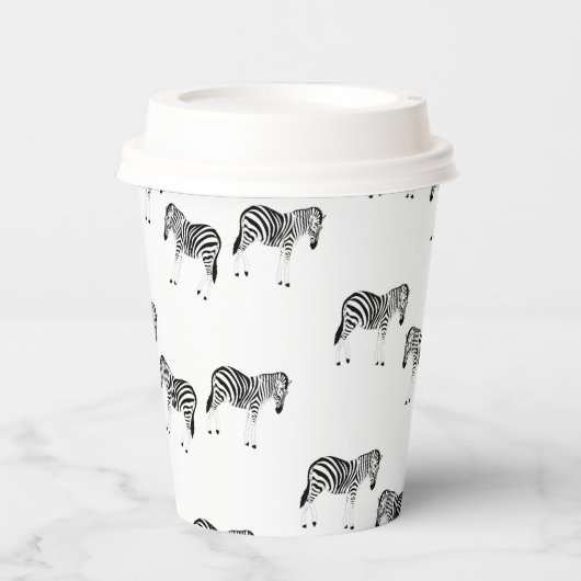 Zebra-Tiermuster auf Weiß Pappbecher (Vorderseite)