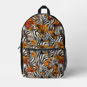 Zebra Tiger Animal Skin Pattern Modernes Monogramm Bedruckter Rucksack (Vorderseite)