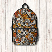 Zebra Tiger Animal Skin Pattern Modernes Monogramm Bedruckter Rucksack