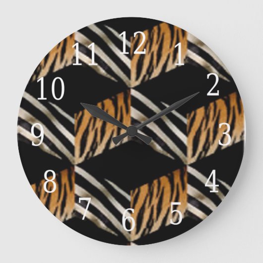 Zebra & Tiger Round Clock Große Wanduhr (Vorderseite)