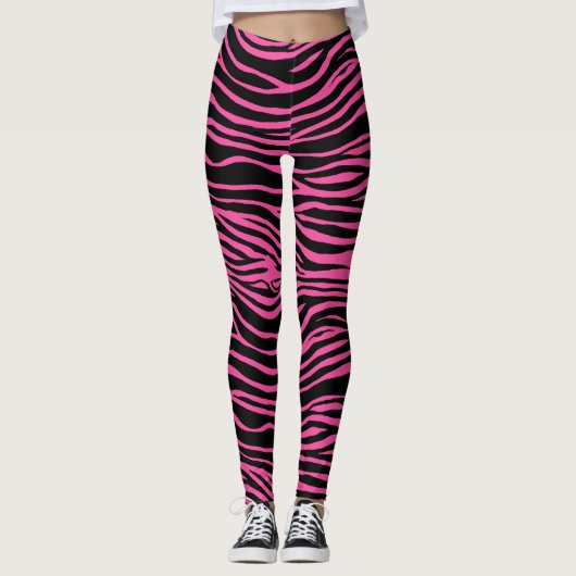 Zebra, Tiger Streifen benutzerdefinierbare Hinterg Leggings (Vorderseite)