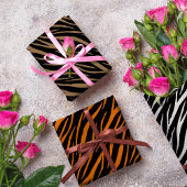 Zebra Tiger & Tabby Print Niedlich Modernes Muster Geschenkpapier Set