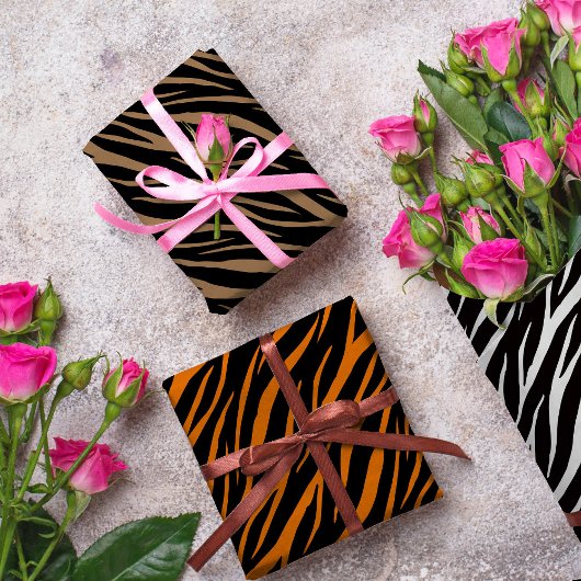 Zebra Tiger & Tabby Print Niedlich Modernes Muster Geschenkpapier Set
