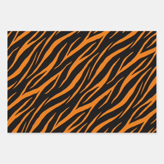 Zebra Tiger & Tabby Print Niedlich Modernes Muster Geschenkpapier Set (Vorderseite)