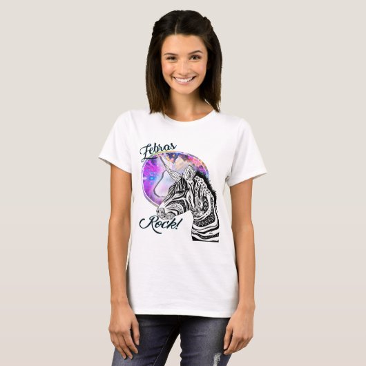 Zebra Tribal Schwarz-Weiß-Tattoostil T-Shirt (Vorne ganz)