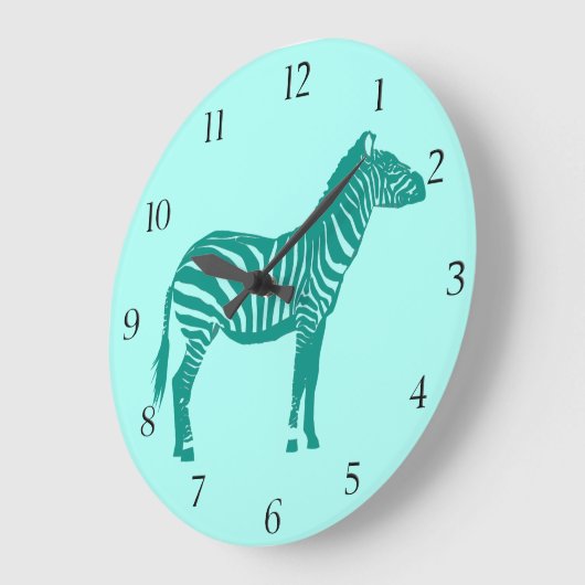 Zebra - Türkis und Aqua Große Wanduhr (Winkel)