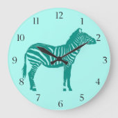 Zebra - Türkis und Aqua Große Wanduhr (Vorderseite)