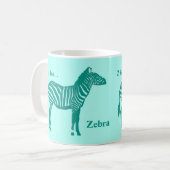 Zebra - Türkis und Aqua Kaffeetasse (Vorderseite Links)