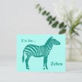 Zebra - Türkis und Aqua Postkarte (Stehend Vorderseite)