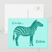 Zebra - Türkis und Aqua Postkarte (Vorne/Hinten)