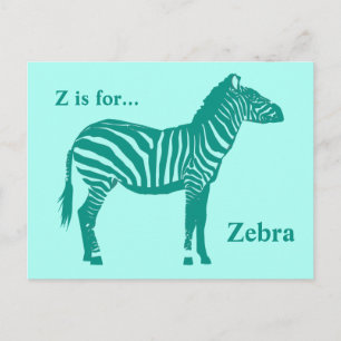 Zebra - Türkis und Aqua Postkarte