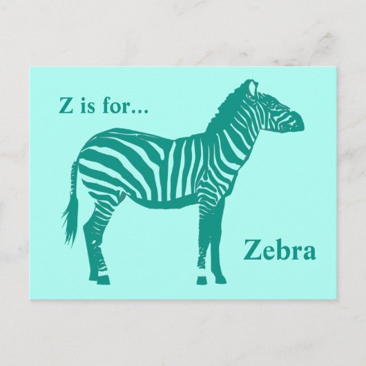 Zebra - Türkis und Aqua Postkarte (Vorderseite)