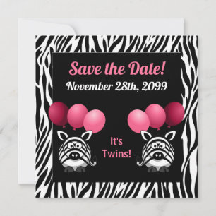 Zebra Twin Girls Babydusche Save the Date