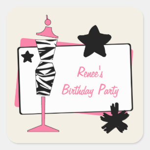 Zebra-u. Quadratischer Aufkleber