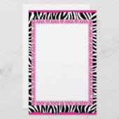 Zebra u. rosa Grenze Briefpapier (Vorne/Hinten)