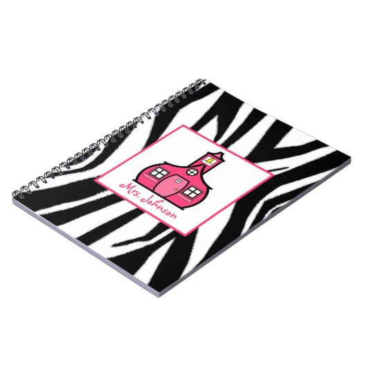 Zebra u. rosa Lehrer-Notizbuch Notizblock (Linke Seite)
