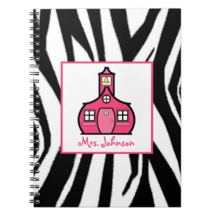 Zebra u. rosa Lehrer-Notizbuch Notizblock