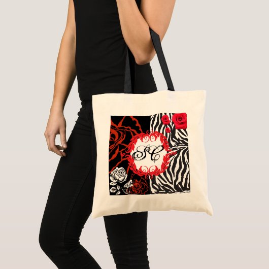 Zebra u. Rote Rosen, kundengerechte Tasche (Vorderseite (Produkt))