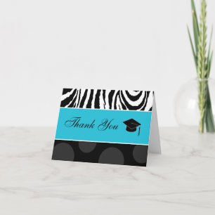 Zebra u. Tupfen-Druck mit Kappe: Blau Dankeskarte