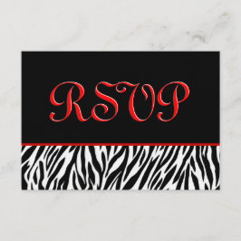 Zebra UAWG Wedding Response Card mit roten Akzente RSVP Karte