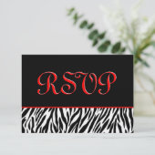 Zebra UAWG Wedding Response Card mit roten Akzente RSVP Karte (Stehend Vorderseite)