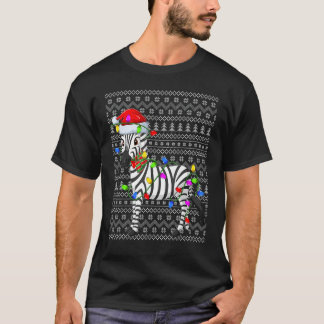 Zebra Ugly Xmas Sweater Lighting Santa Zebra Chris T-Shirt