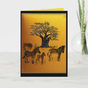 Zebra-und Baobab-Baum-Karte Karte