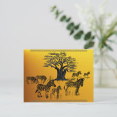 Zebra und Baobab Tree Postcard Postkarte (Stehend Vorderseite)