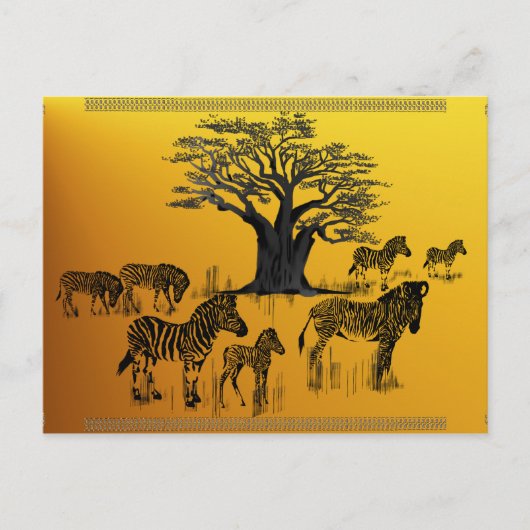 Zebra und Baobab Tree Postcard Postkarte (Vorderseite)