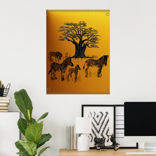 Zebra und Baobab Tree Poster (Heimbüro)