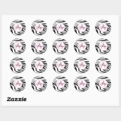 Zebra und Candy Pink Monogram Name Sticker (Blatt)